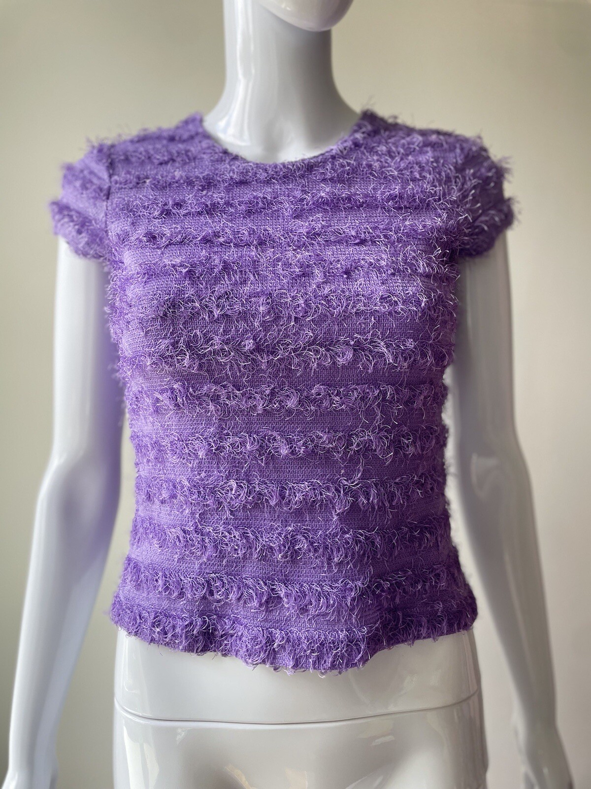 Vintage S Purple Top Amy Byer Rave Club Y2K 90s Fuzzy Lavender EUC