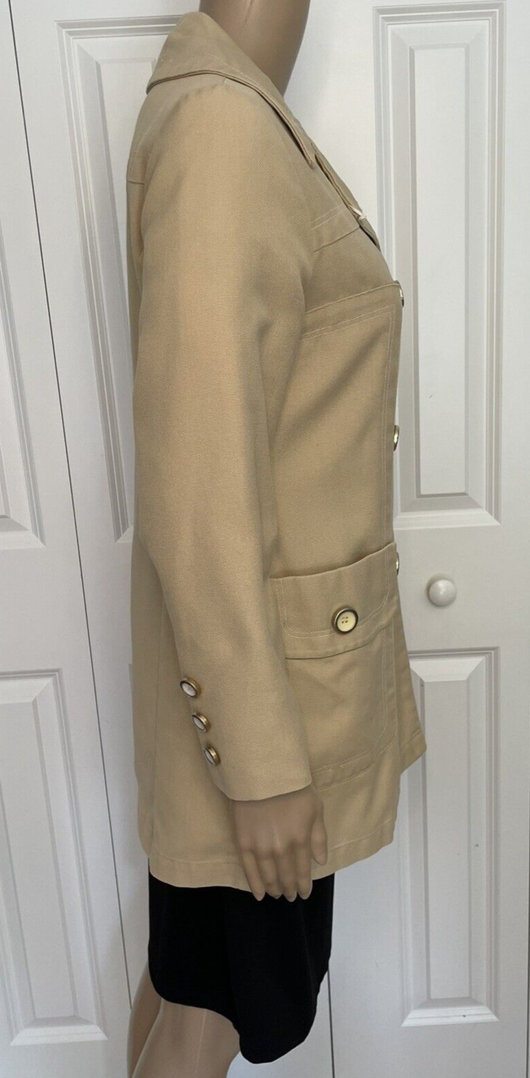 Vintage Jerold Outer Banks Collection XS Beige Double Breasted Lined Jacket Coat