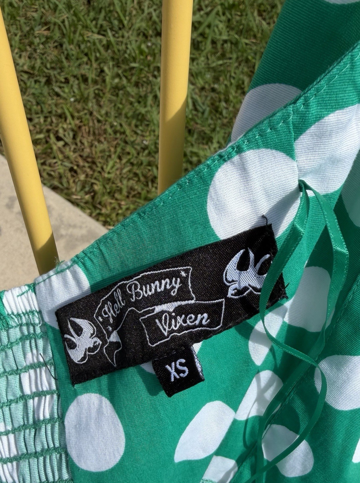 Retro Hell Bunny Kelly Green Vixen Polka Dot Dress Size XS