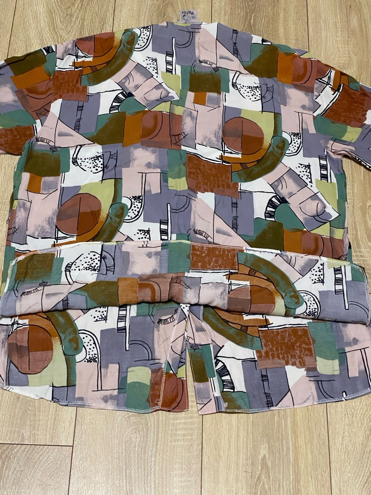 Rafale London Women’s Abstract Print Blouse Button Front Multicolor One Size