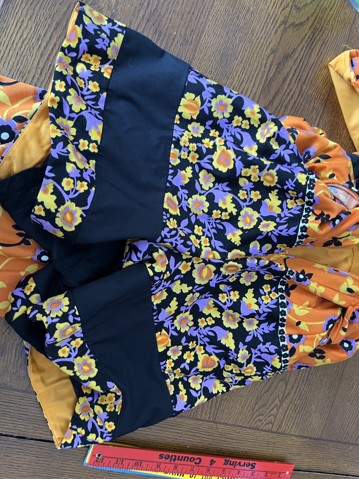 Vintage Roger Milot For Fred Perlberg Retro Dress Orange Purple Black Floral S/M