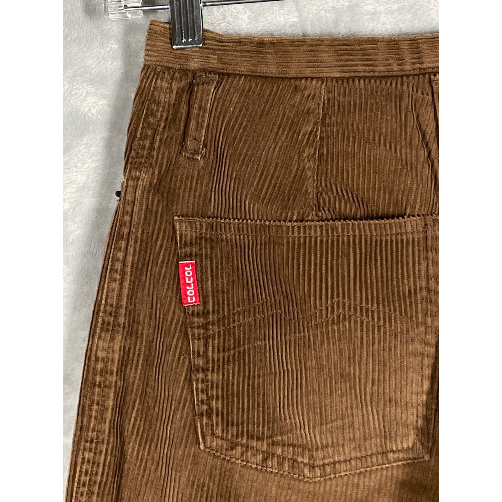 Vintage Joujou Brown Wide Wale Corduroy Button Fly Straight Leg Pants 3/4 52-274