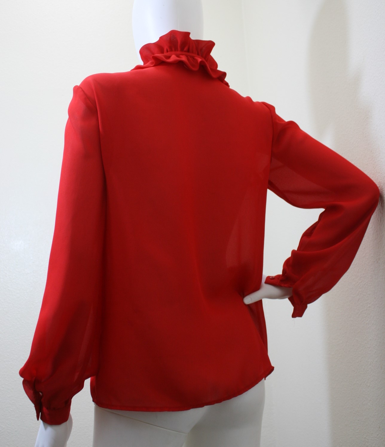 SCHRADER SPORT NEW YORK VINTAGE BLOUSE LONG SLEEVE DETACHABLE COLLAR TOP 8 RED