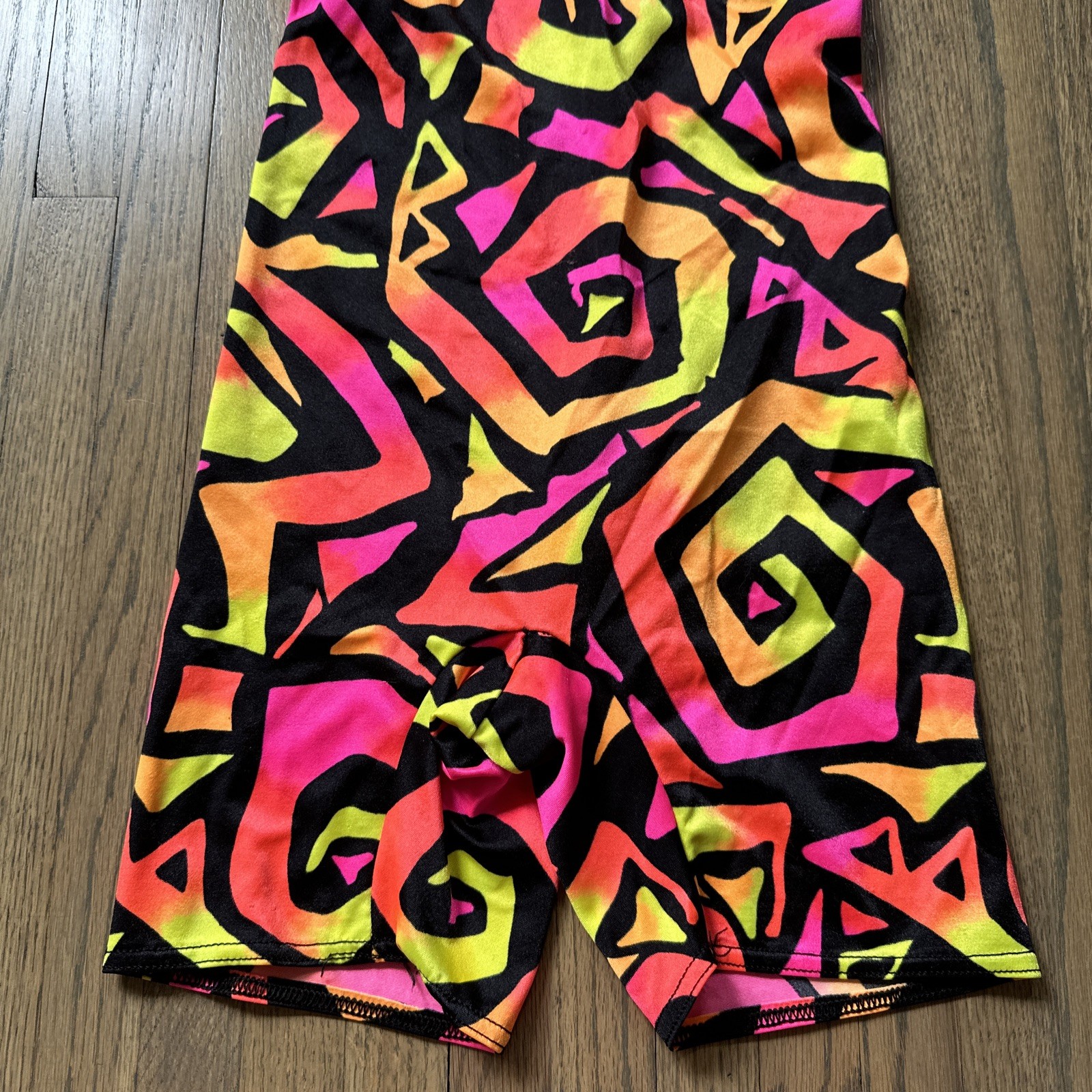 Vintage Leotard Bodysuit Women’s Youth Girls USA Made Abstract Print 1980s
