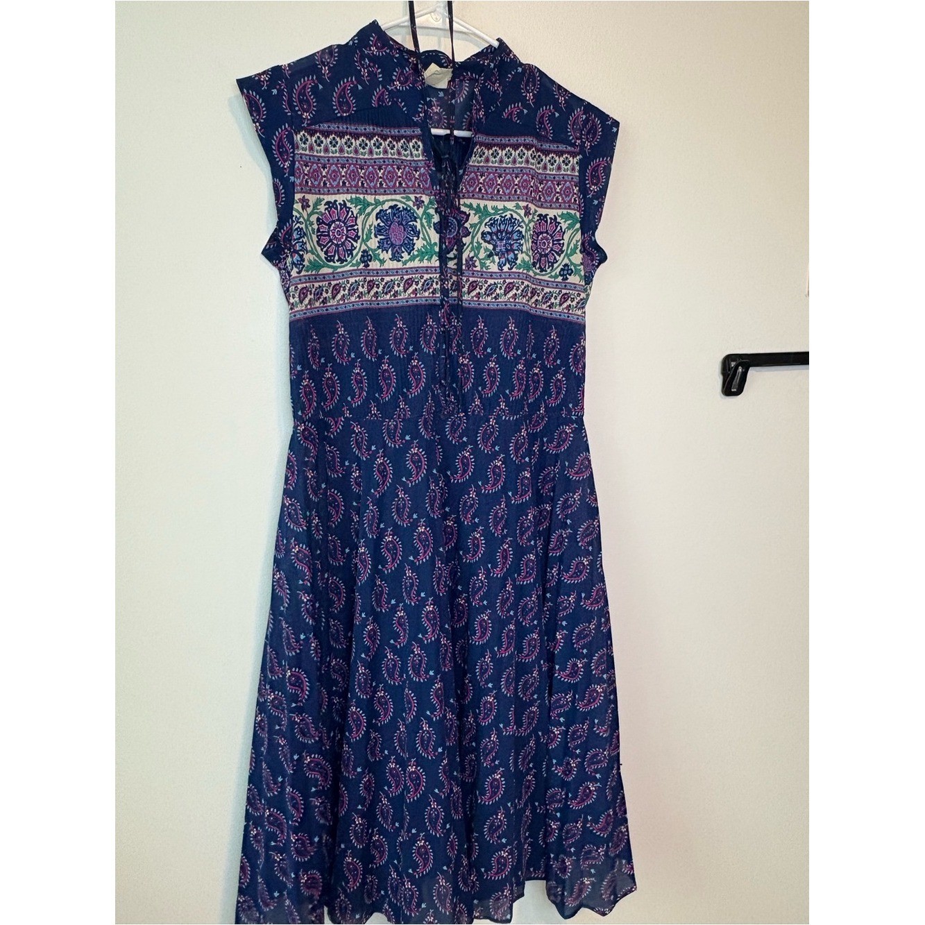 Vintage Paisley Print Midi Dress with Tie Waist by Promises Promises