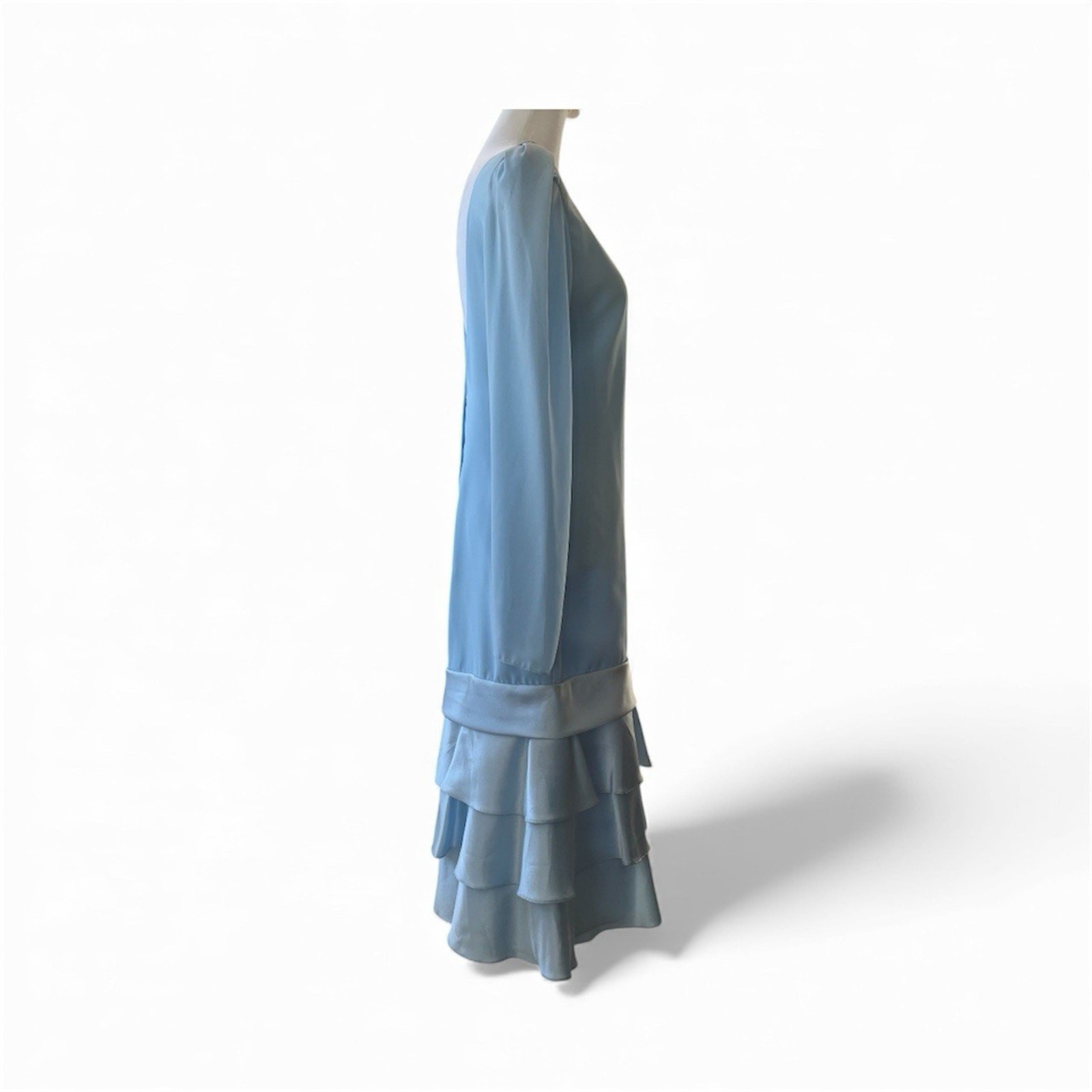 Vintage Drop waist Long sleeve Blue Dress