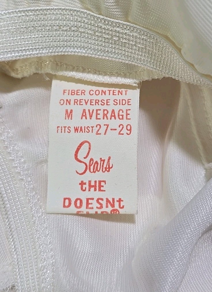 Taffeta Half Slip Vintage Sears Dual Slit Lace Trim White Waist 30″-32″ L 38″