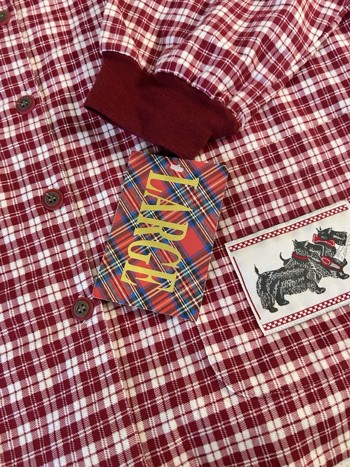 RARE VTG 90’s ESLEEP NWT Flannel PJ Set Baseball Style Size Large Red Soft