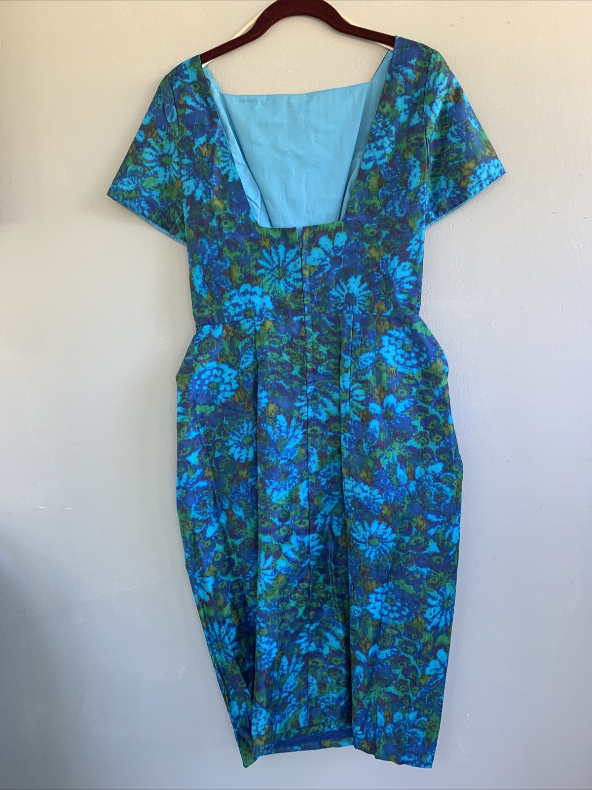 Vintage Mid Century 1950’s Wiggle Floral Silk Dress Couture ELAINE TERRY JRS