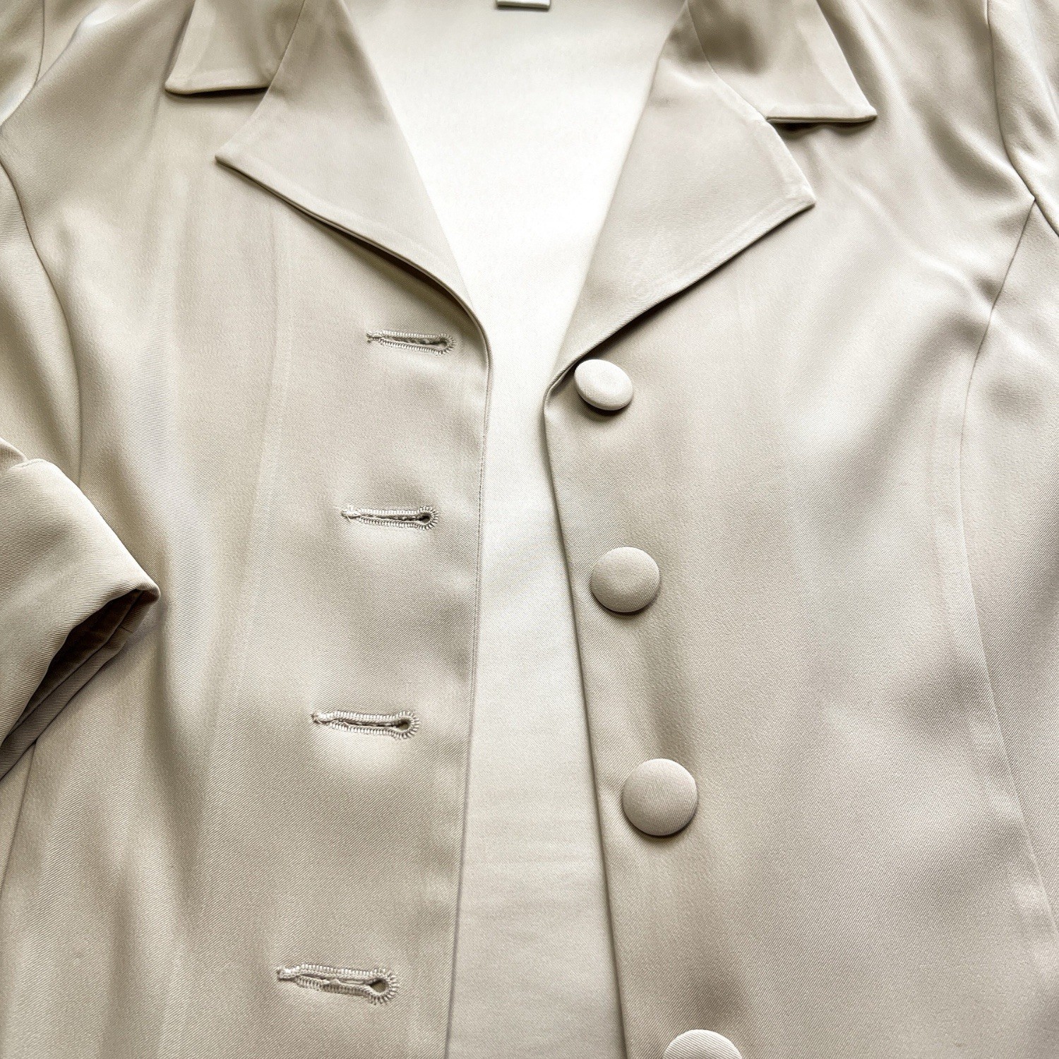 Vintage Dressbarn Beige Pant Suit Set Womens Medium Career Y2K Minimalist Office