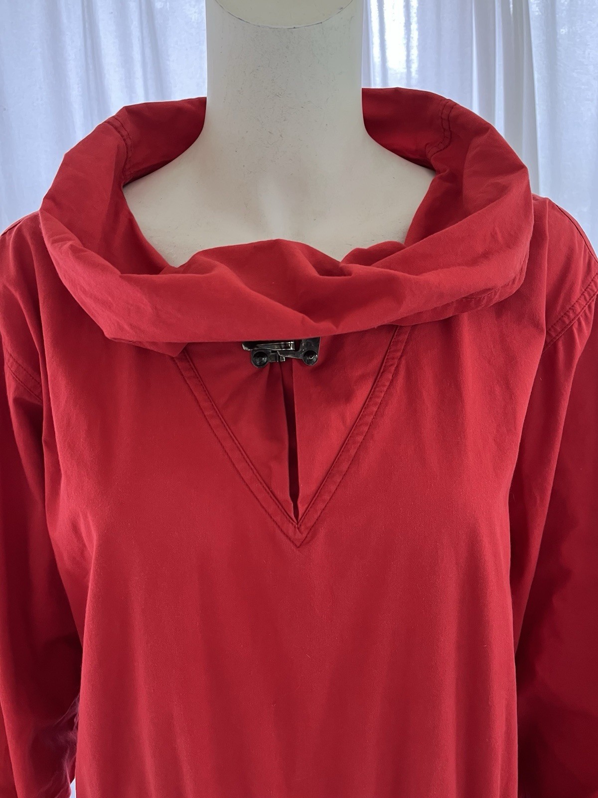 Vintage Issey Miyake Sport Red Cotton Patch Pocket Cowl Neck Dress