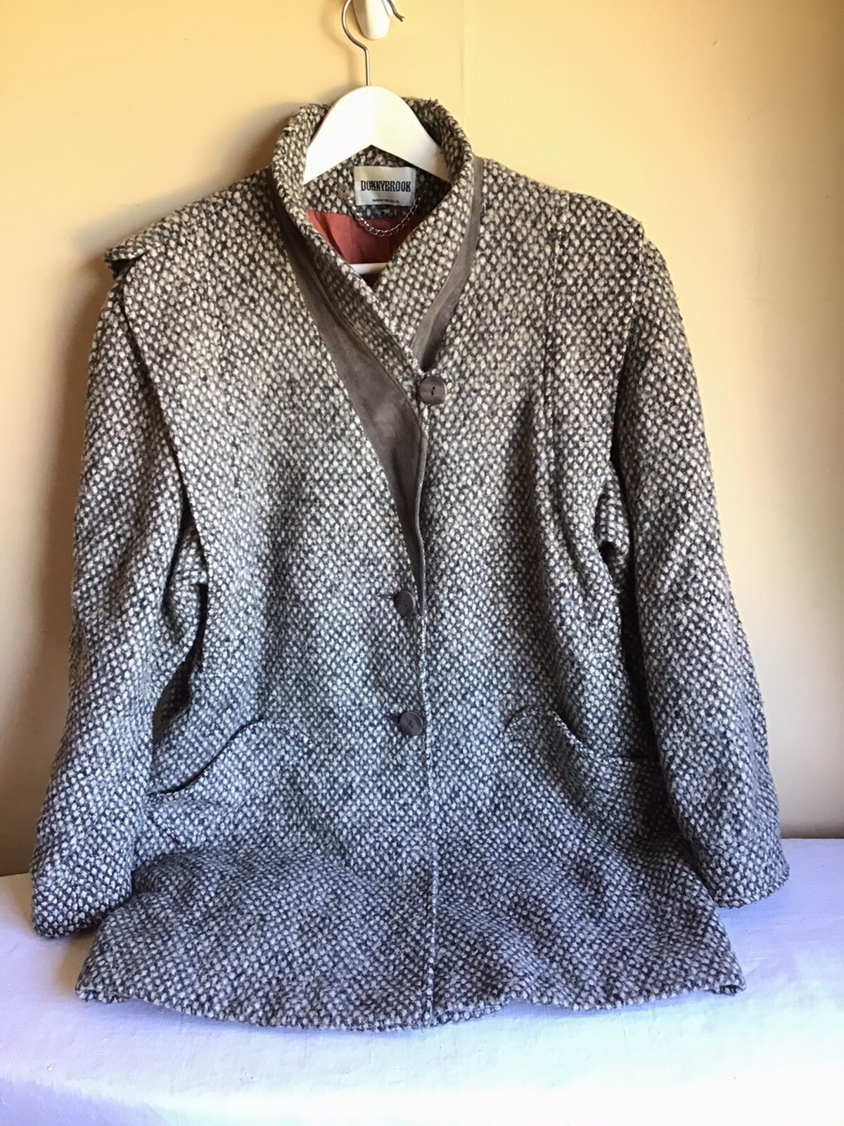 Vintage Donnybrook Womens Long Sleeve Wool Blend Tweed Button Down Jacket 14