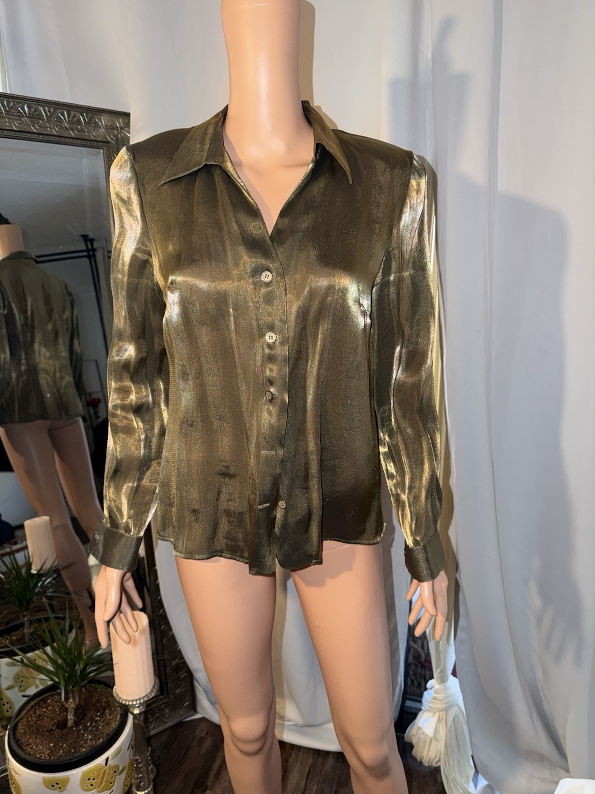Joan Leslie Vintage 80’s Blouse Size 10 Hunter Green