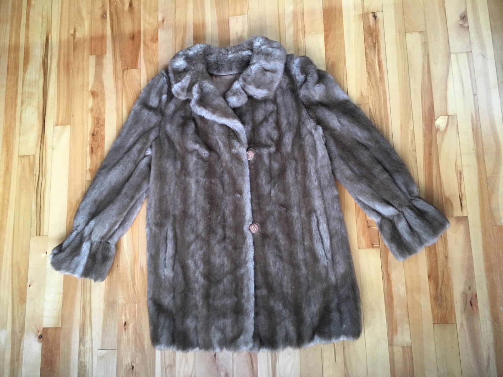 Vintage Womens M/L Hillmoor New York Tissavel France Faux Fur Coat Bell Sleeves