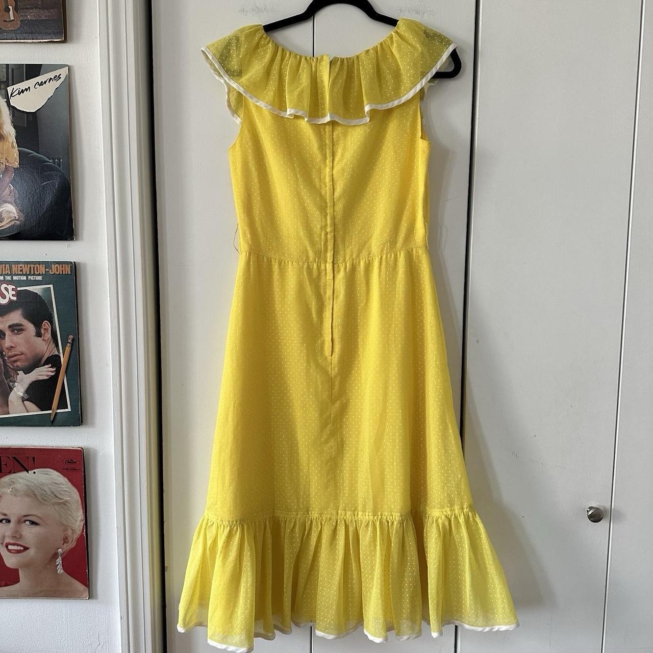 Vintage Deadstock 1950s/1960s Polka Dot Midi Length Dress Ruffle Miss Elliette M