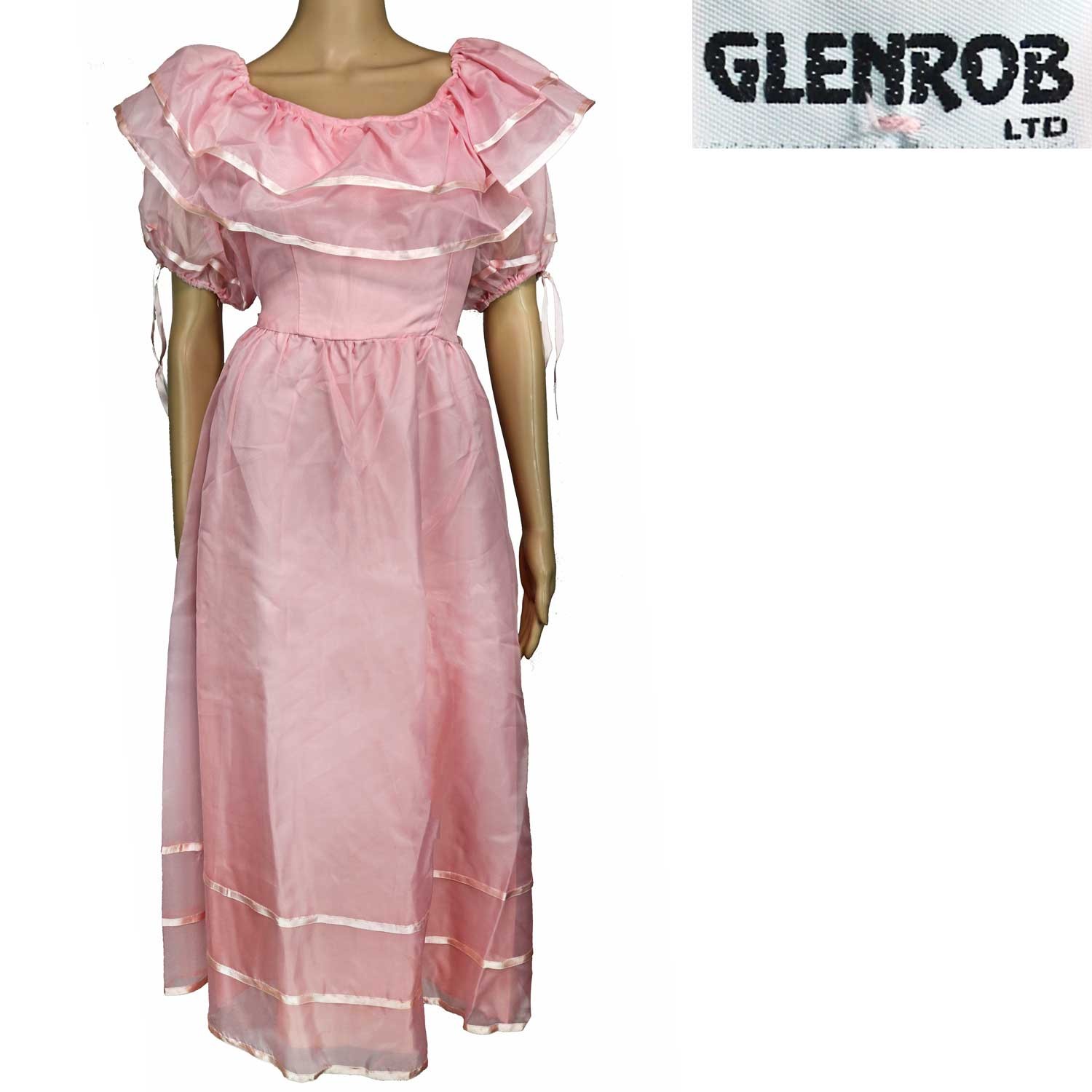 1980s Vintage Glenrob Pink Gown Dress Barbiecore Princess Poufy Ruffles Prom 4