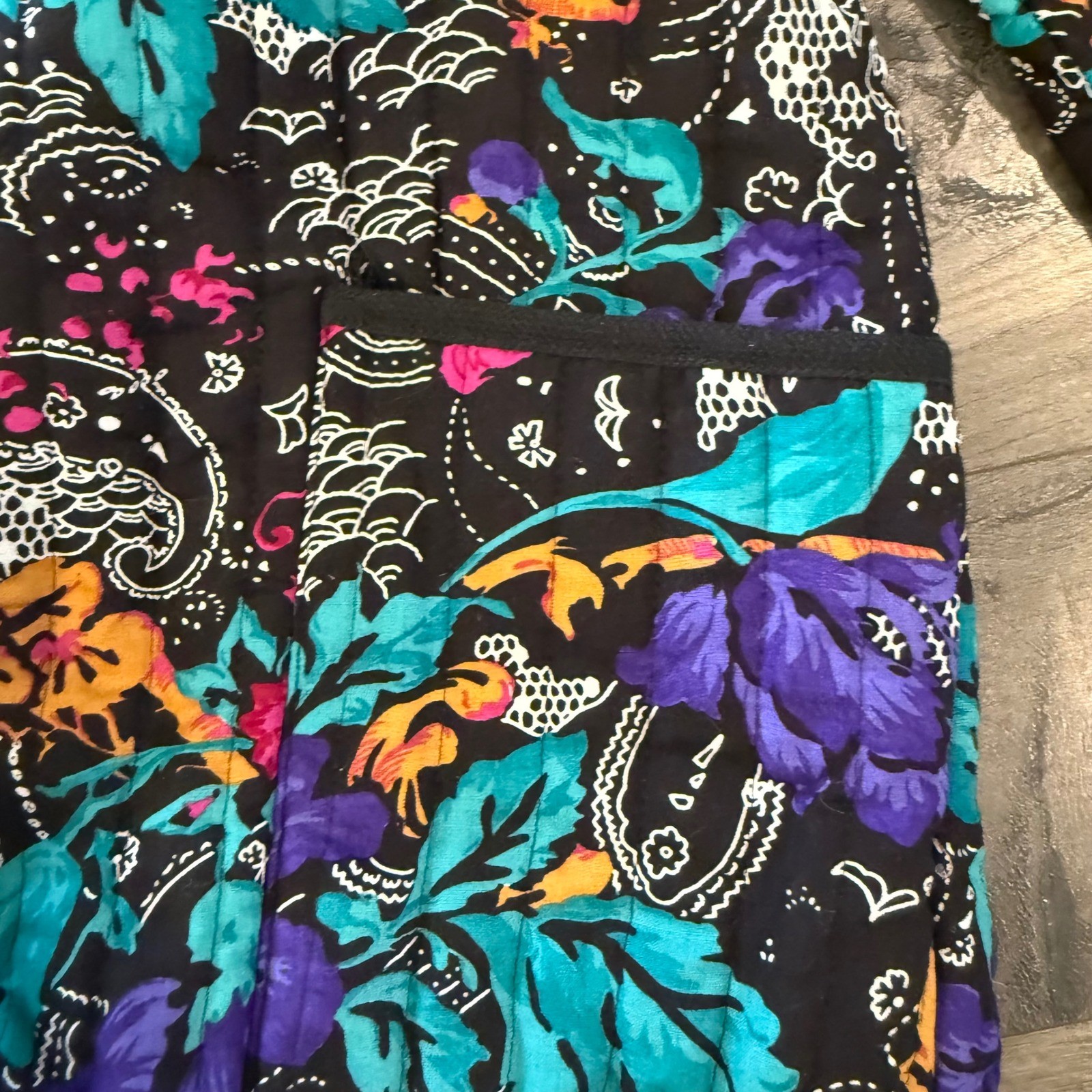 Item-Eyes Vintage Quilted Floral Paisley Open Front Jacket Womens Medium USA