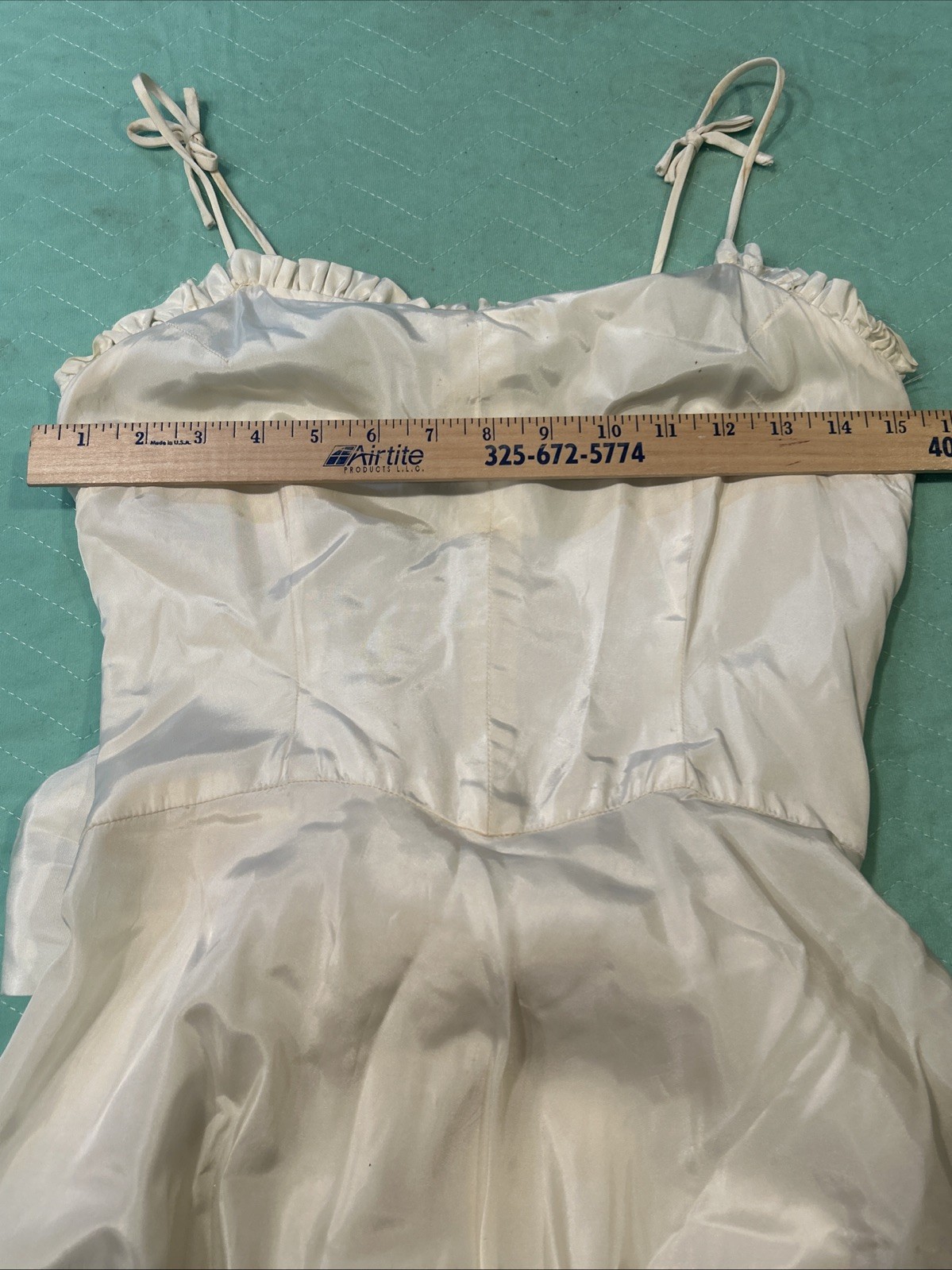 Vintage Ivory Spaghetti Strap Saloon Style Dress Size Small