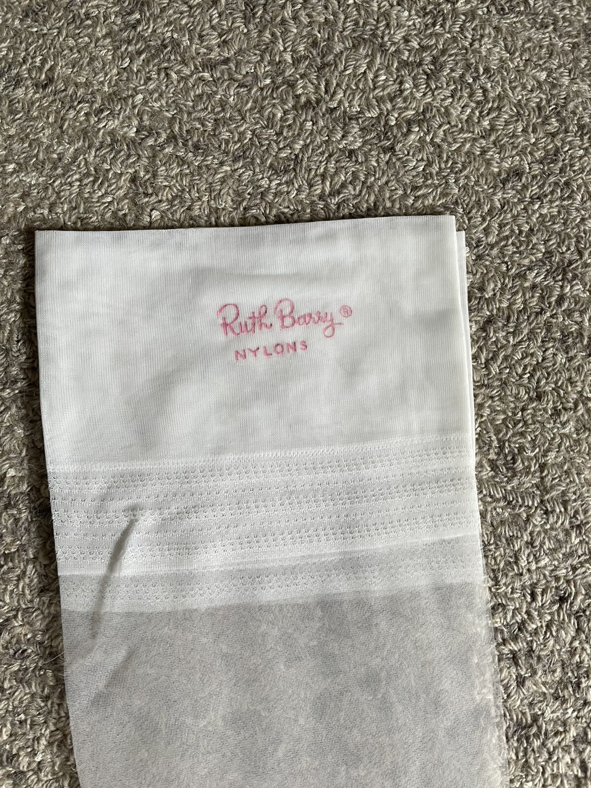 1 Pair Vintage Ruth Barry garter Stocking 10 White mesh