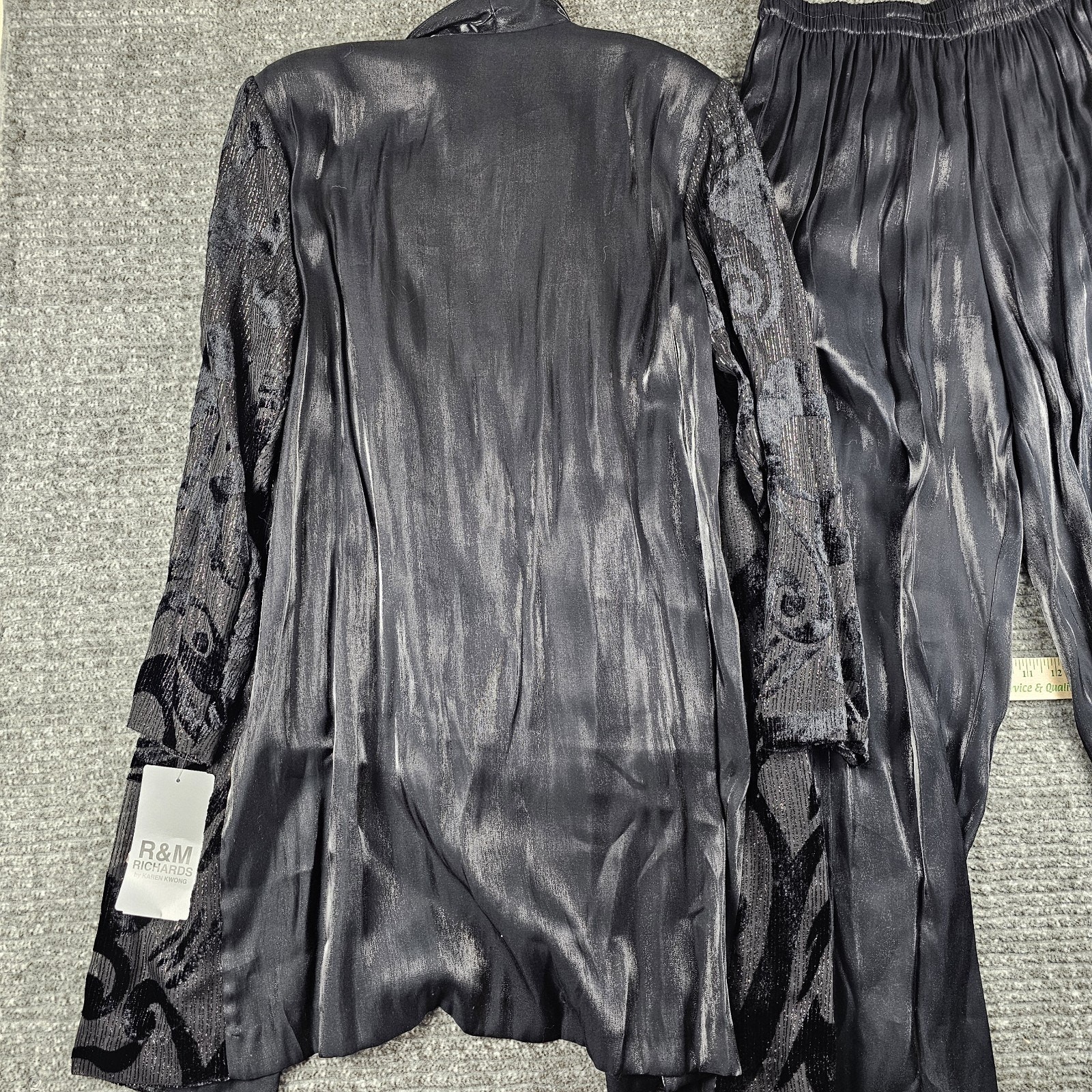 Vintage R&M Richard’s Karen Kwong Sz 18W 2 PC Black Velvet Jacket Gown Set 4842