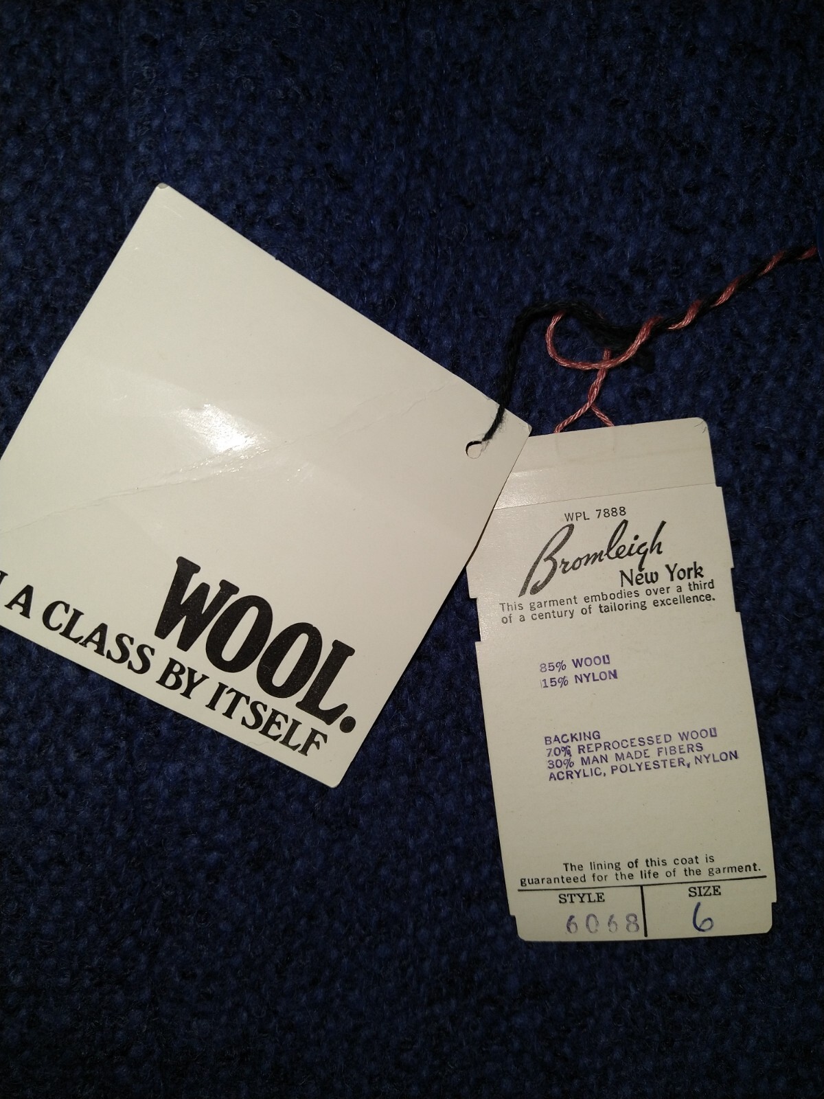 60s Vintage Bromley Blue Deadstock Wool Winter Coat Lined & Nwt