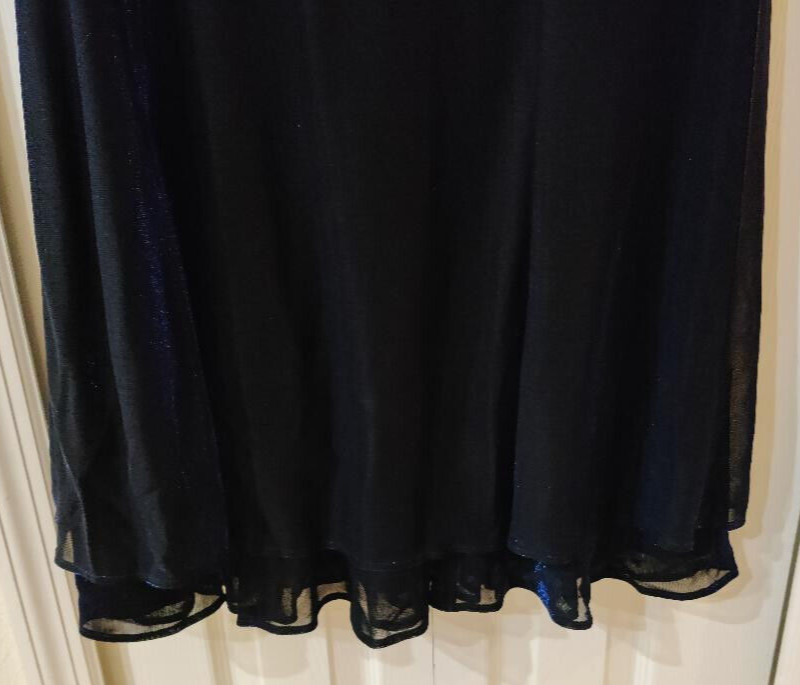 Molly Malloy Evening Formal Dress Blue Shimmer Short Sleeve Dress Size 14