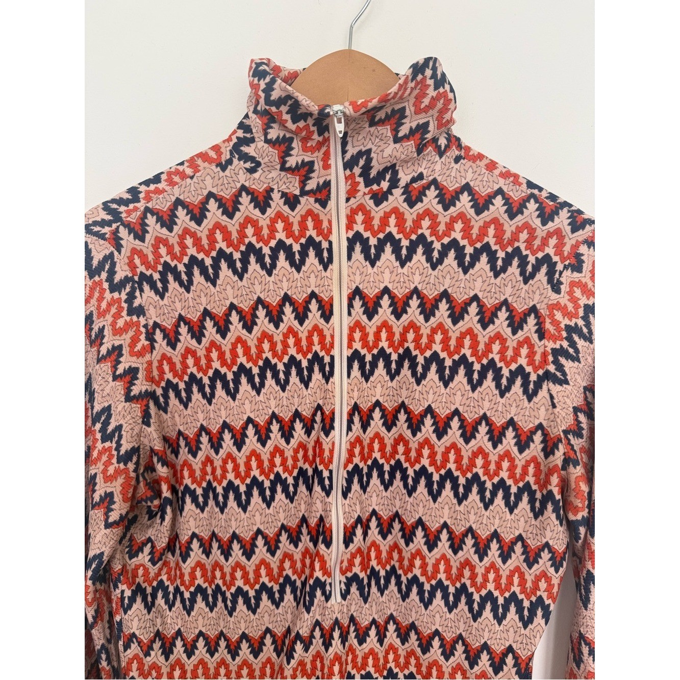 Vintage Quarter Zip Mock Neck Top Cover Up Tunic Size 18 (M) Coastal Grandmother