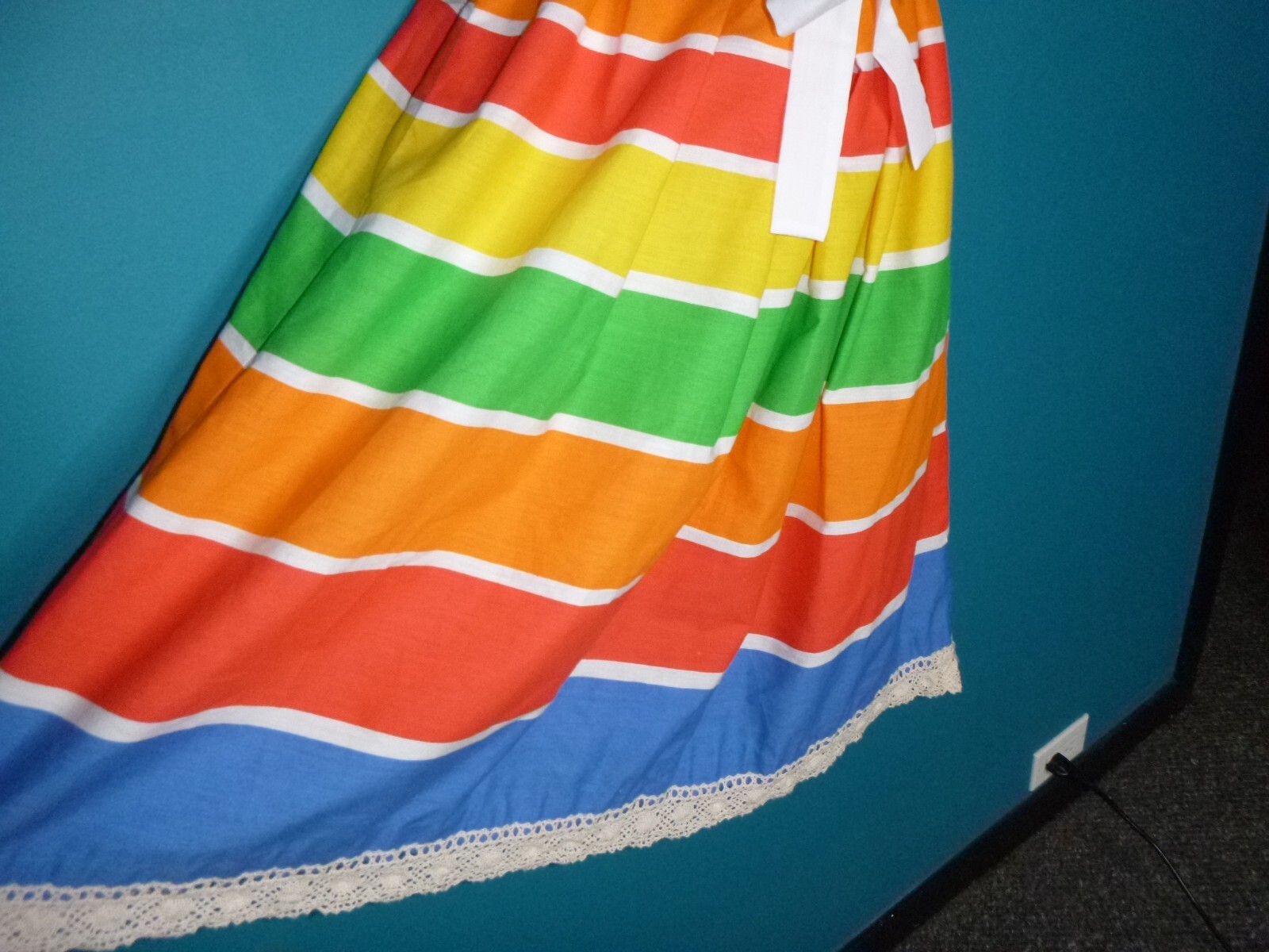 Vtg 70s Wadsworth Wellington Rainbow Stripe Cotton Blend Sundress Sz S