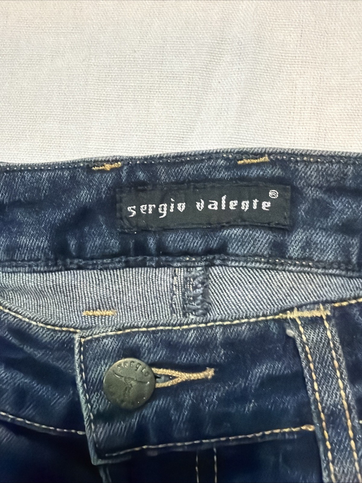 VTG Sergio Valente Jeans 70s 80s Designer Denim Bull Head Patch Pocket Art Sz 26