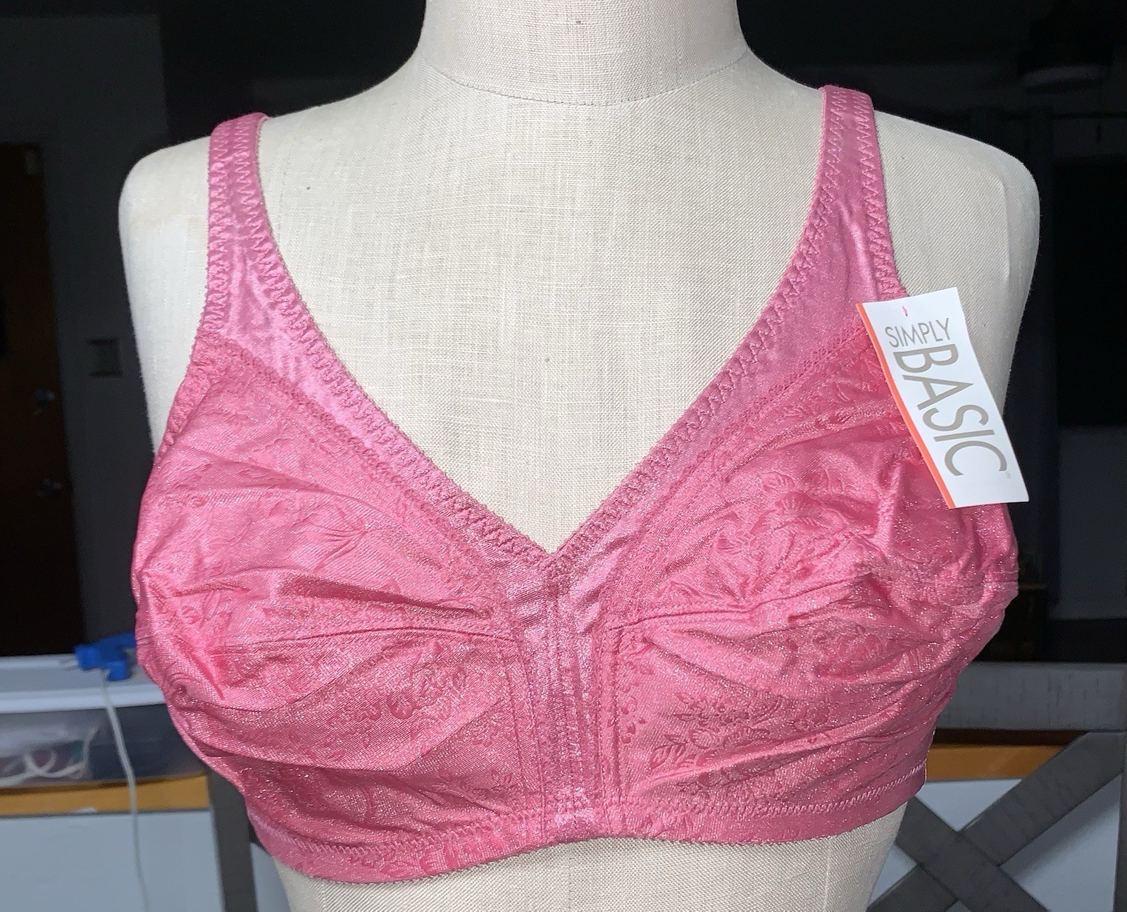 A7 NOS VTG WALMART SIMPLY BASIC 40D CLASSIC PINK MODEST PROMO BRA 5358 NYLON
