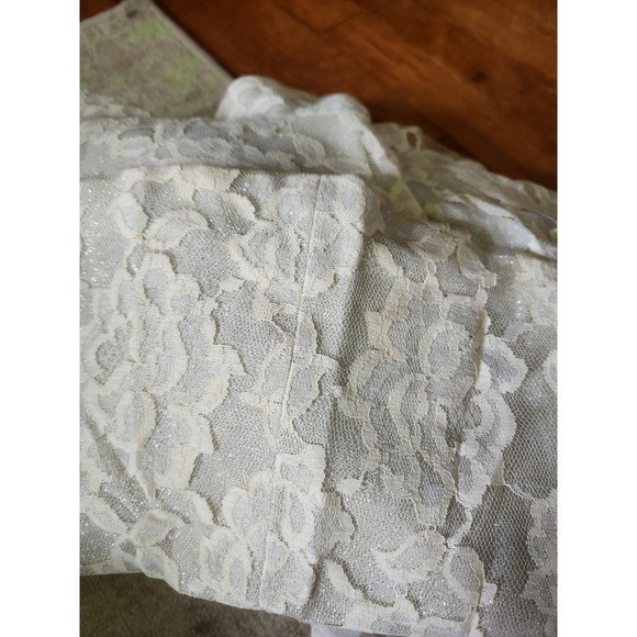 70s Lilli Diamond of California Ivory and Silver Lace Bell Bottoms
