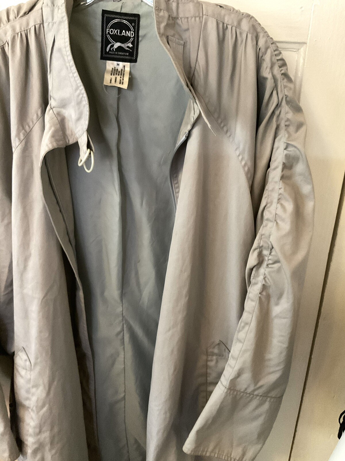 Vintage Y2K Rain Coat By Foxland Size M Circa 1980’s Gray Pleating Retro Vibes