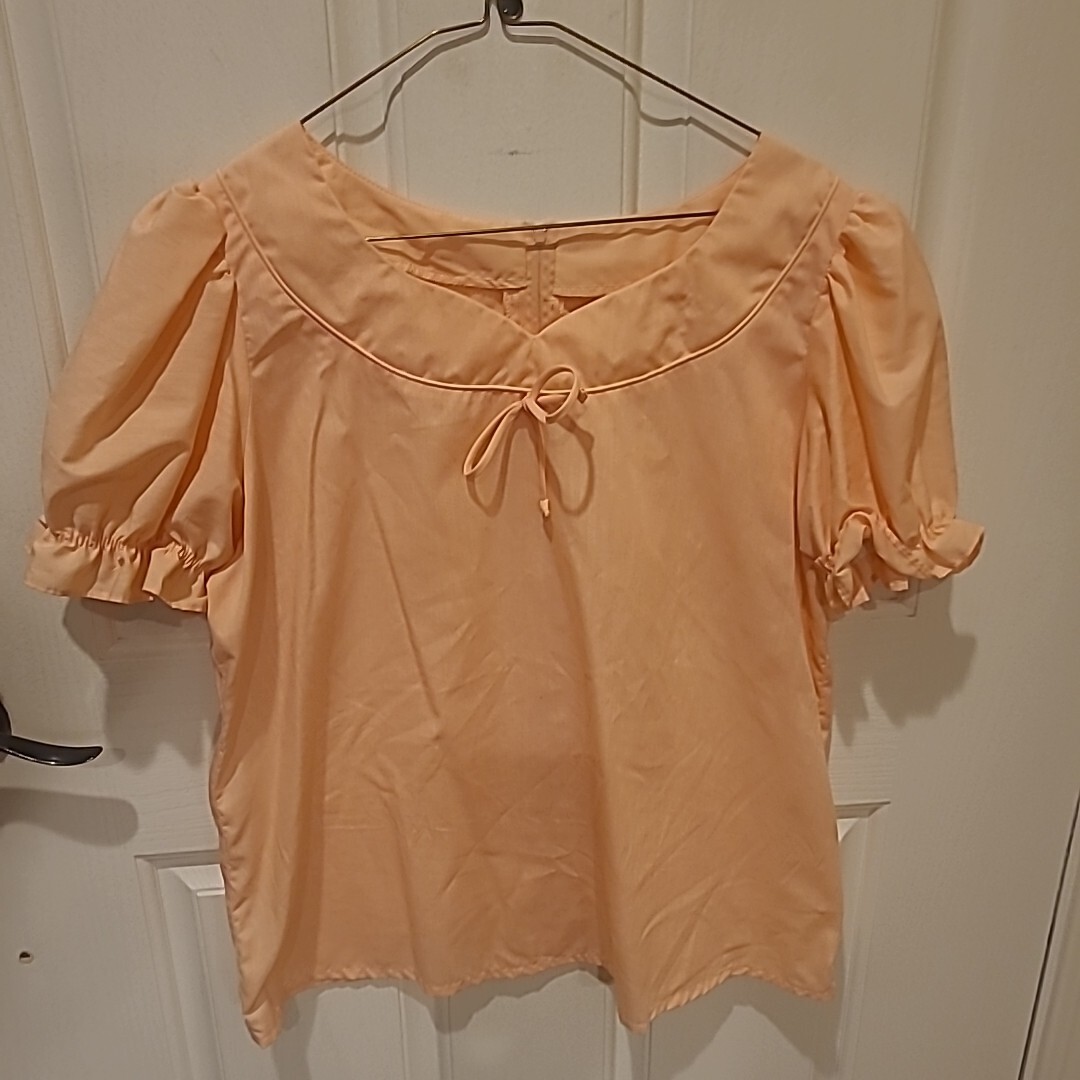 Vintage Square Dance Top Blouse Peach L/XL Cottage Prairie
