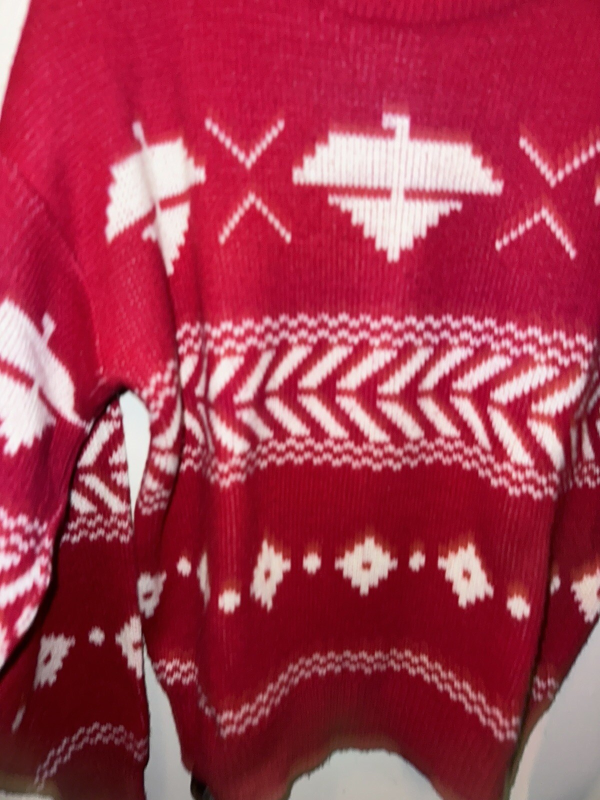 VTG Tribal Ski Sweater 1980s Mervyn’s Red Acrylic Chest 44” 90s Skiwear Acrylic
