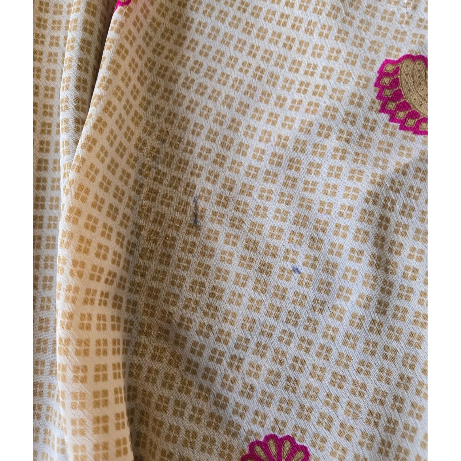 Vintage Reversible Sari Wrap Skirt Patchwork Boho Hippie Festival Art to Wear OS