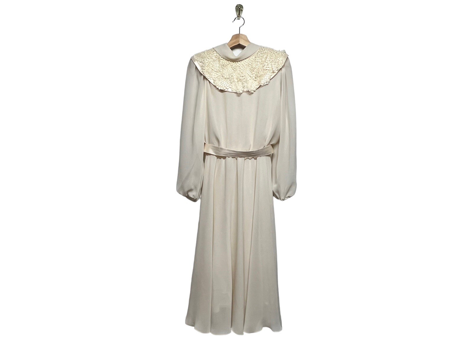 VINTAGE 1970s URSULA OF SWITZERLAND Cream Belted Midi Dress