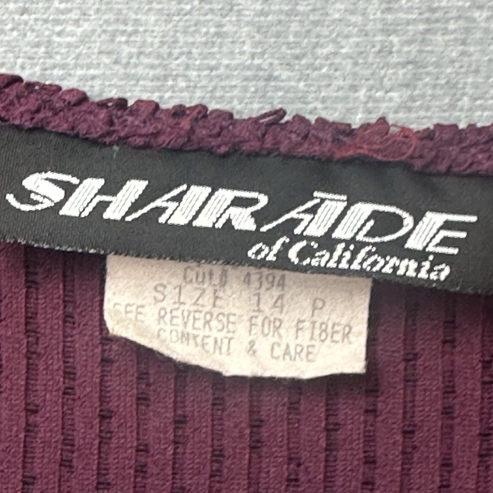 Vintage Sharade Of California Women’s Dress Size 14 Petite Pleated Ruffle USA