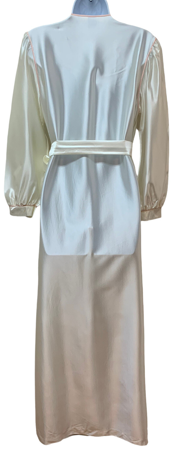 Vintage Retro Art Deco Puff Sleeve Size S Silky Satin Arnel Nylon Robe Made USA