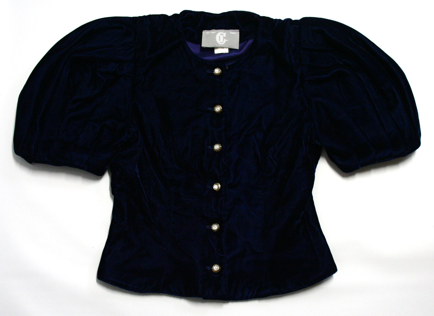 Vintage ILGWU CI New York Paris Blue Blouse Shirt Size 4 Made in USA 100% Rayon