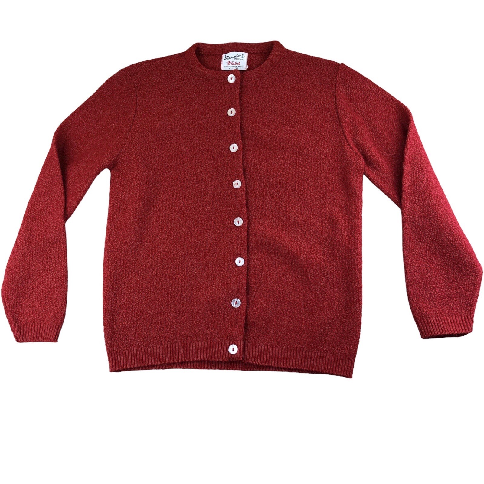 Vintage Maineliner Wintuk Cardinal Red Cardigan Sweater MCM Cottagecore Sz S/M