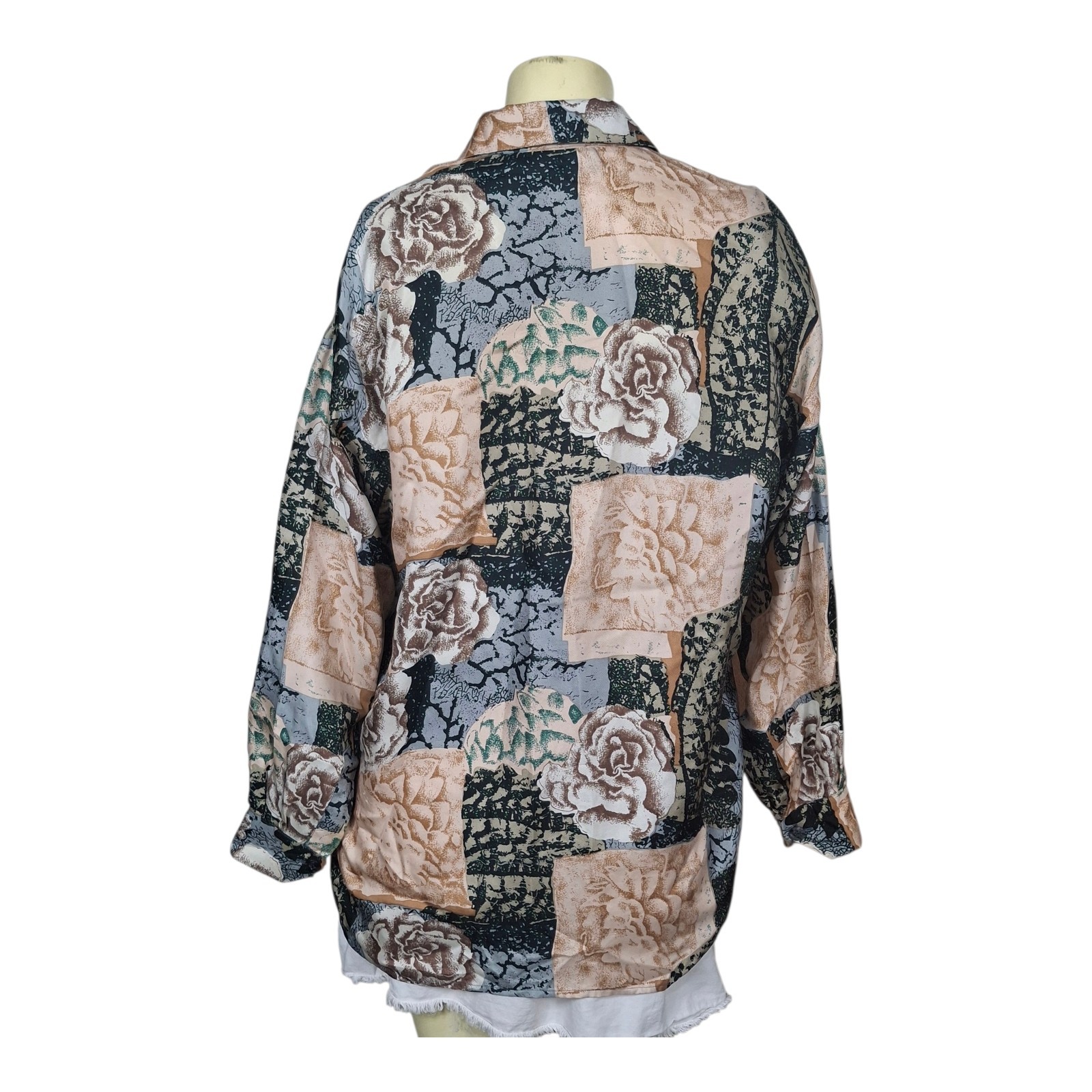 Vintage Ted Lapidus Paris Silk Button Front Blouse Women Size M Abstract Floral
