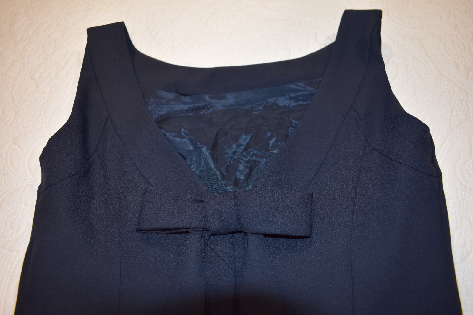Vintage Watters & Watters Navy Sleeveless Maxi Gown Size 6 Bow Holiday Party