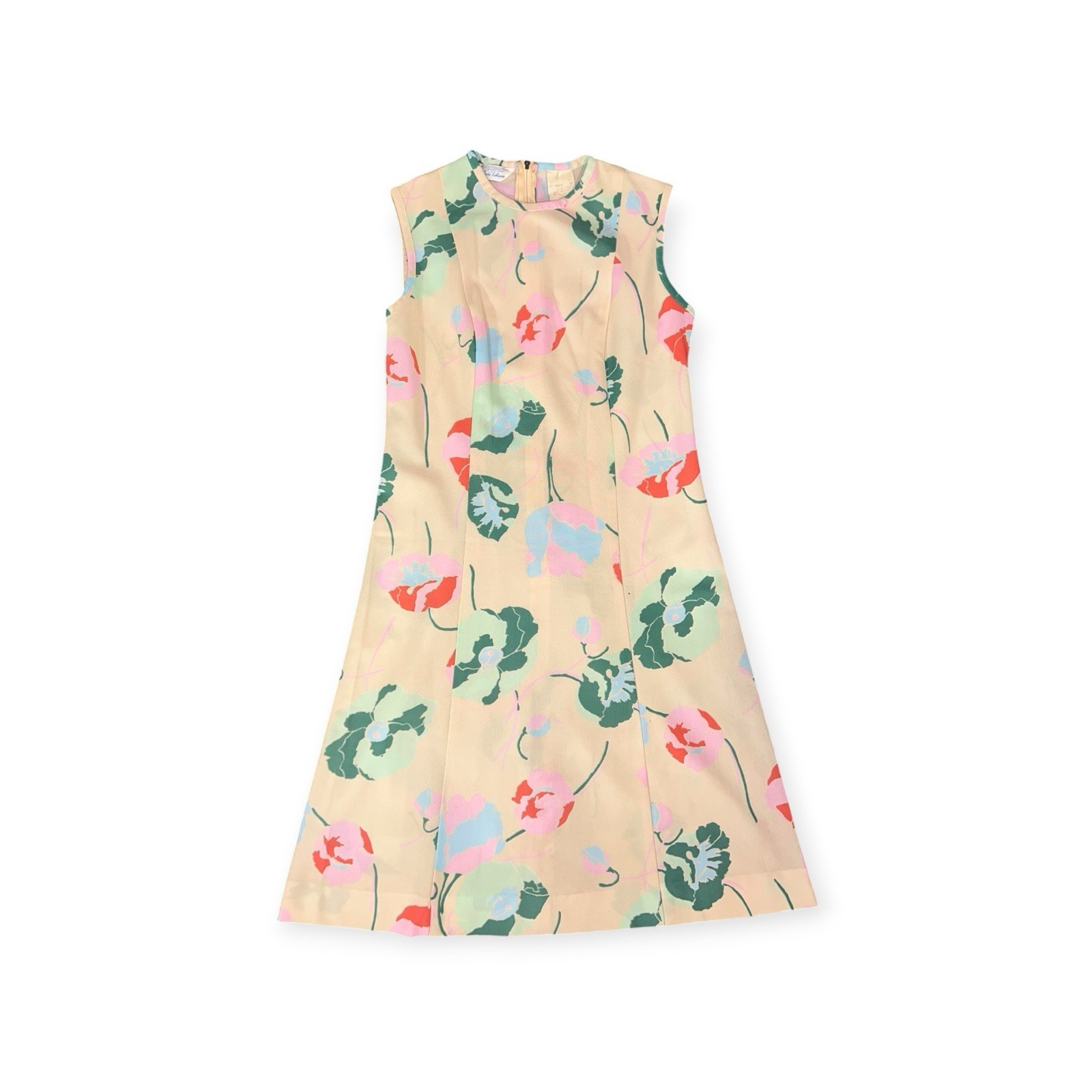 VTG 1960s SEARS FLOWER POWER POLY SHIFT DRESS HIPPIE MOD POPPIE COUNTER CULTURE