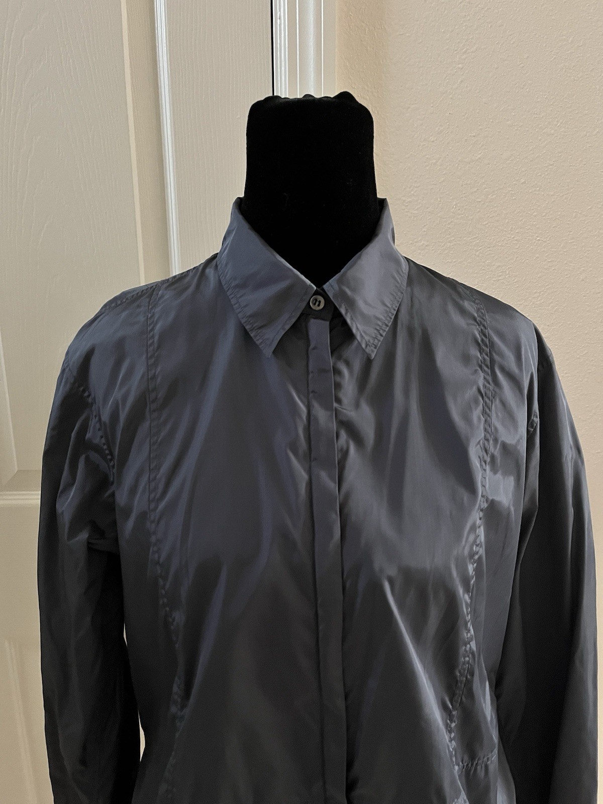 Vintage JIL SANDER Blue Gray Shirt Jacket with Zipper, Size 38 (Italian)