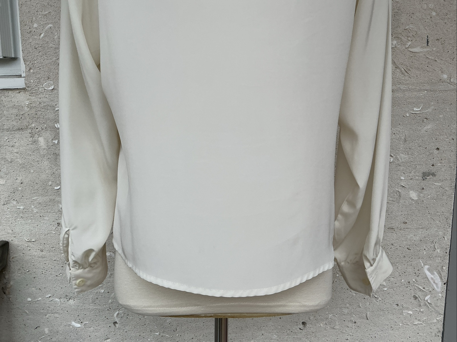Vintage Worthington Blouse 14 Large Cream 80s Secretary Ruffle Tie Lace Pleated