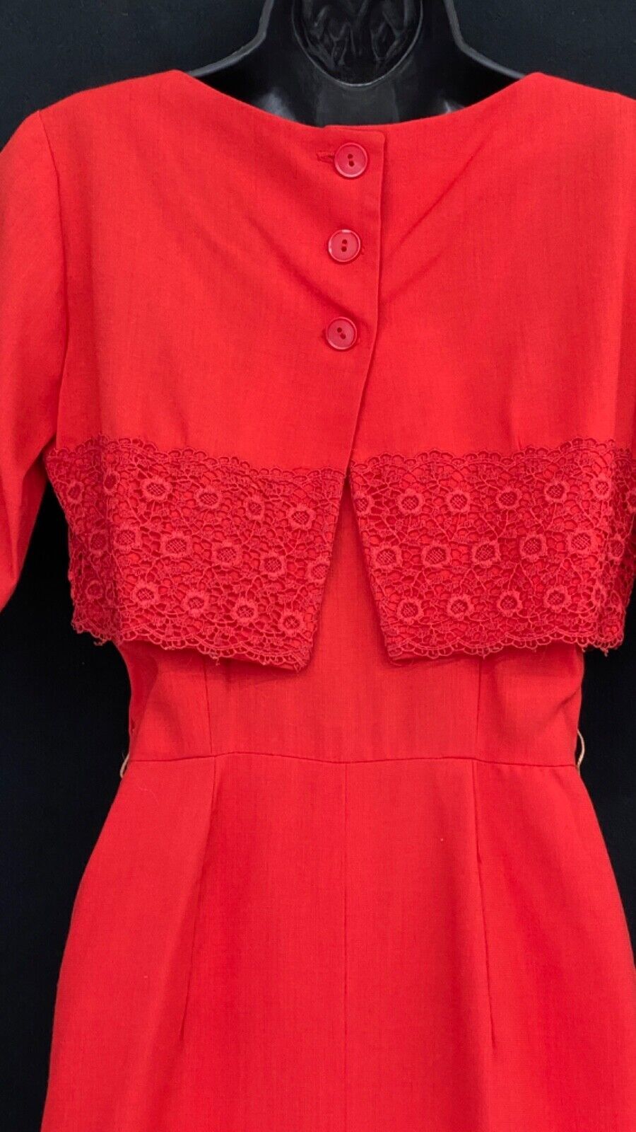Vintage red 1950s dress set, short sleeve, sleeveless sundress bolero, pin-up XS