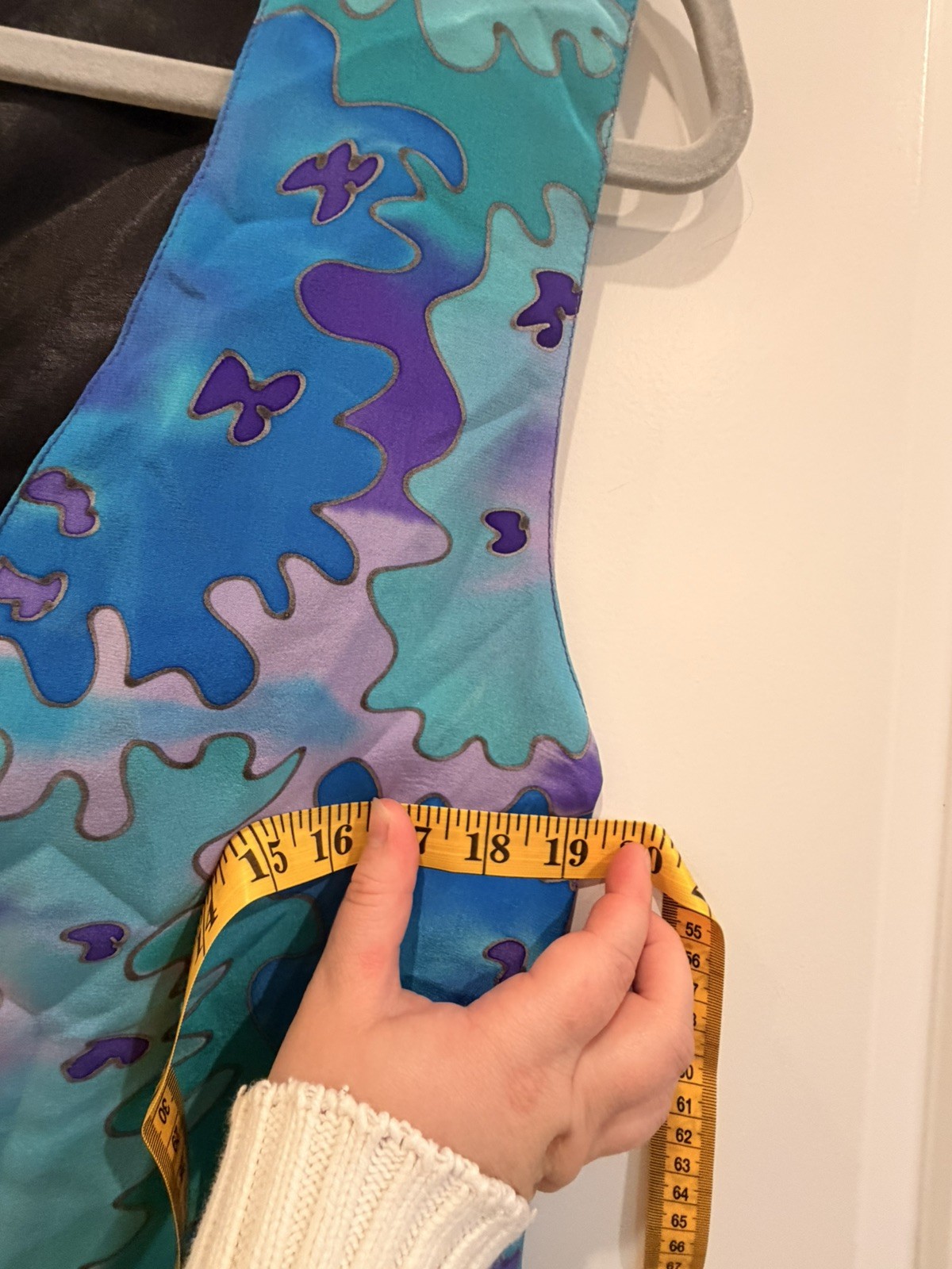 Vintage Chantik Handcrafted Silk Vest Blue Purple Abstract Art Wear Medium