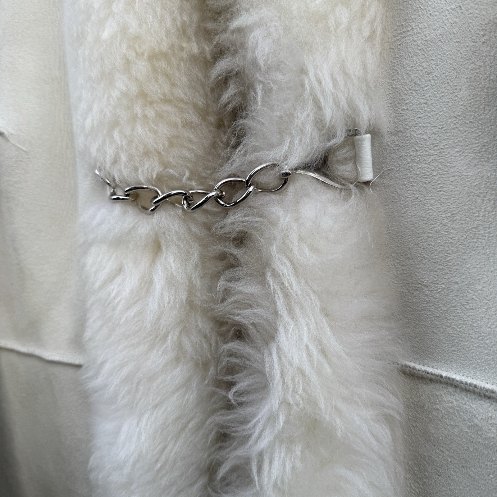 Vintage SuedeLamb by Lawrence Shearling Coat Lamb Fur Trim Cream Suede Jacket S