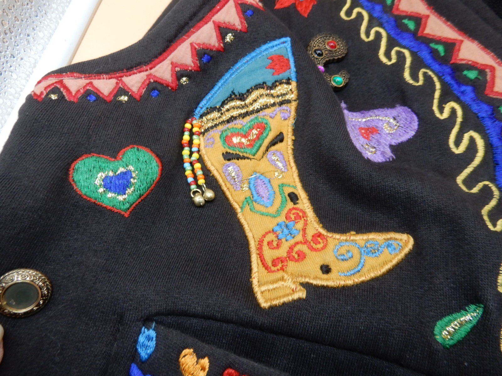 JouJou Fringed Embroidered Beaded Appliquéd Western Cowgirl Vest M/L