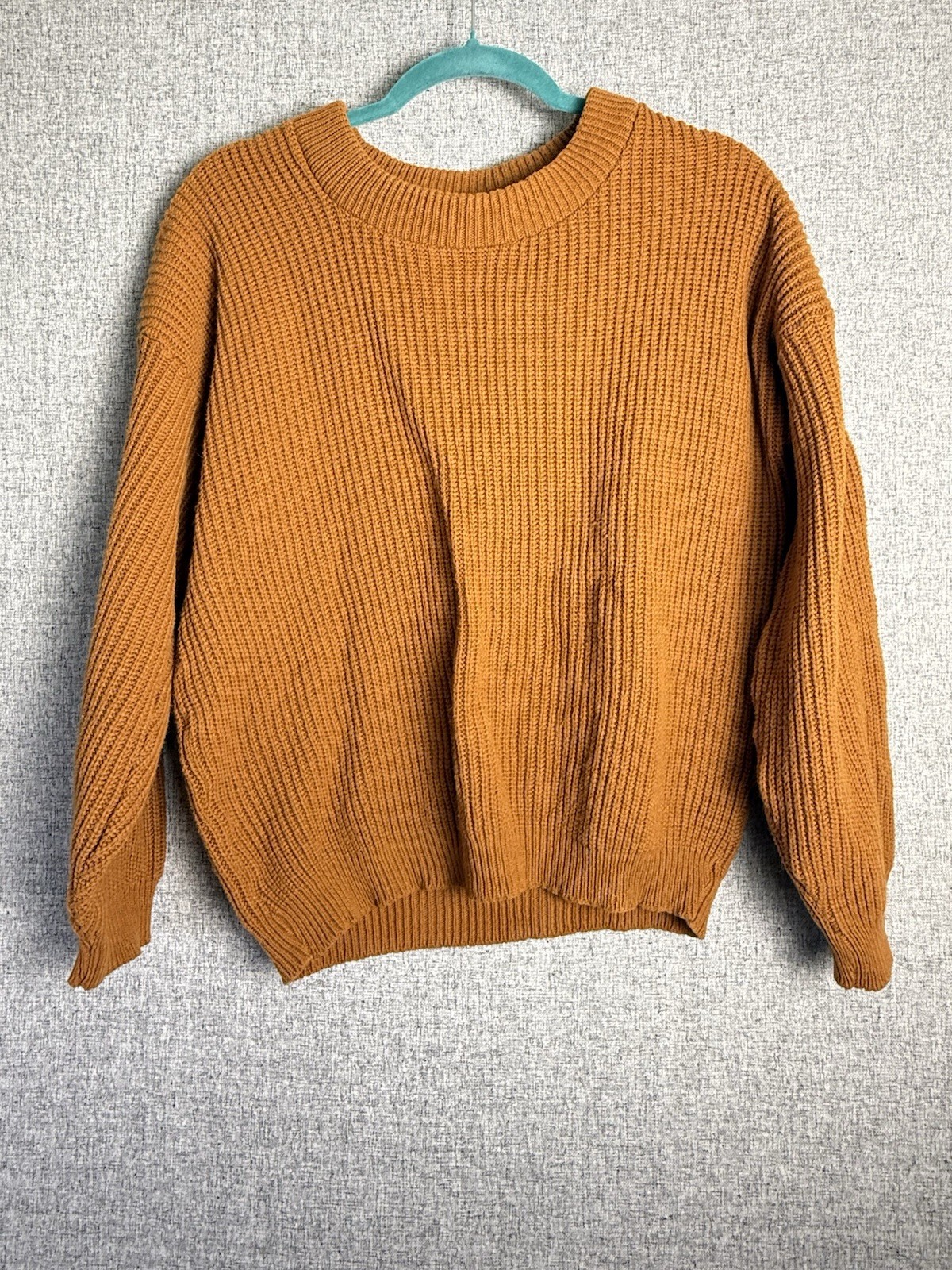 Vintage 70s/80s Crew Neck Chunky Knit Sweater Goldenrod Brown Mustard MED/LG